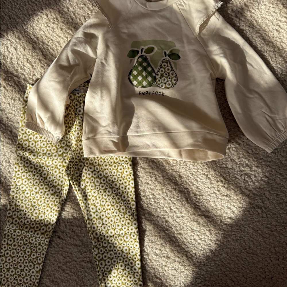 Mayoral Cream and Green Kids Matching Set